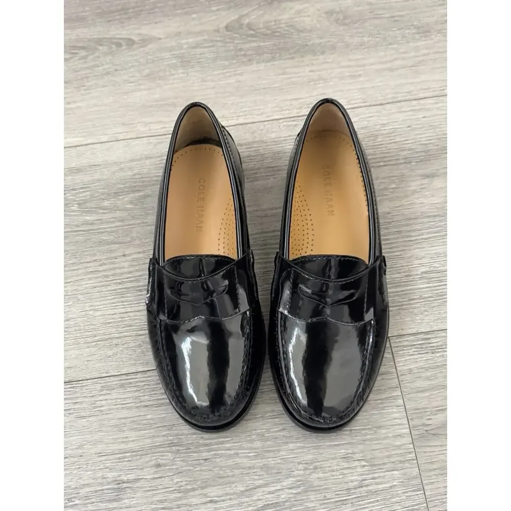 COLE HAAN Men's 6E Black Leather Pinch Penny Loafer Brand New
